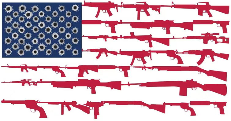 USA Guns & Bullet Holes 3'x5' Flag ROUGH TEX® 68D Nylon