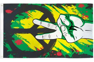 Peace Graffiti Green 3'x5' Flag ROUGH TEX® 68D