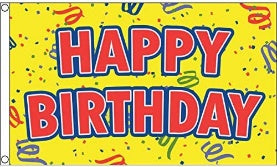 Happy Birthday Yellow 3'X5' Flag ROUGH TEX® 68D