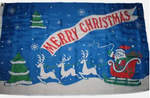 Merry Christmas Santa Sleigh 3'x5' Flag ROUGH TEX® 68D Nylon