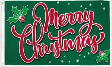 Merry Christmas Green Mistletoe 3'x5' Flag ROUGH TEX® 68D Nylon