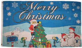 Merry Christmas Santa Snowmen 3'X5' Flag ROUGH TEX® 68D