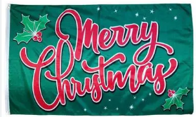 Merry Christmas Green 3'X5' Flag ROUGH TEX® 68D