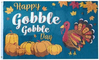 Thanksgiving Happy Gobble Day Turkey 3'X5' Flag ROUGH TEX® 68D