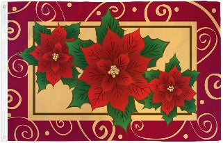 Christmas Poinsettia 3'X5' Flag ROUGH TEX® 68D