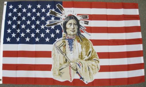 USA Indian Peace 3'x5' Flag ROUGH TEX® 68D Nylon