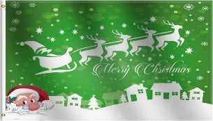 Merry Christmas Green 3'X5' Flag ROUGH TEX® 68D