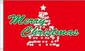 Merry Christmas White Stars Red 3'X5' Flag ROUGH TEX® 68D