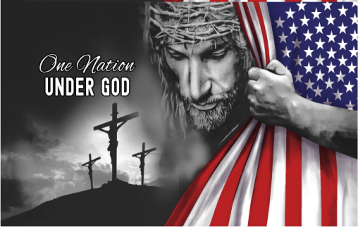One Nation Under God Jesus USA 3'x5' Flag ROUGH TEX® 68D