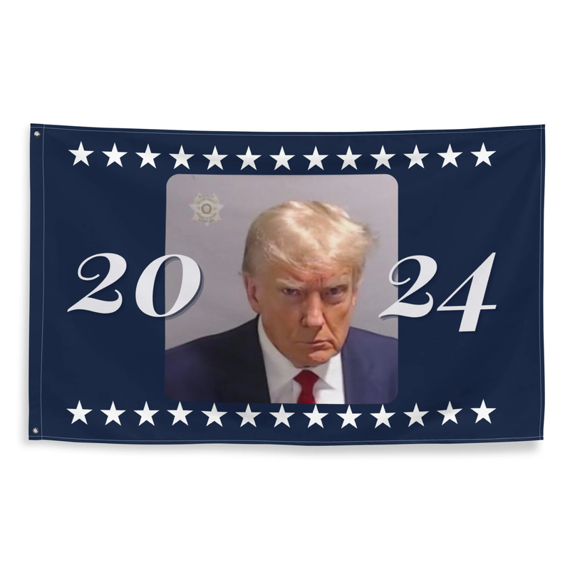 Donald Trump Mugshot Blue 2024 3'x5' Flag ROUGH TEX® 100D