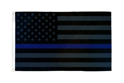 USA Blackout Thin Blue Line 3'x5' Flag ROUGH TEX® 68D Nylon