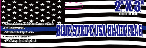 12 2'x3' BLUE STRIPE USA BLACK (AMERICAN POLICE MEMORIAL FLAG) 100D FLAGS BY THE DOZEN WHOLESALE PER DESIGN!