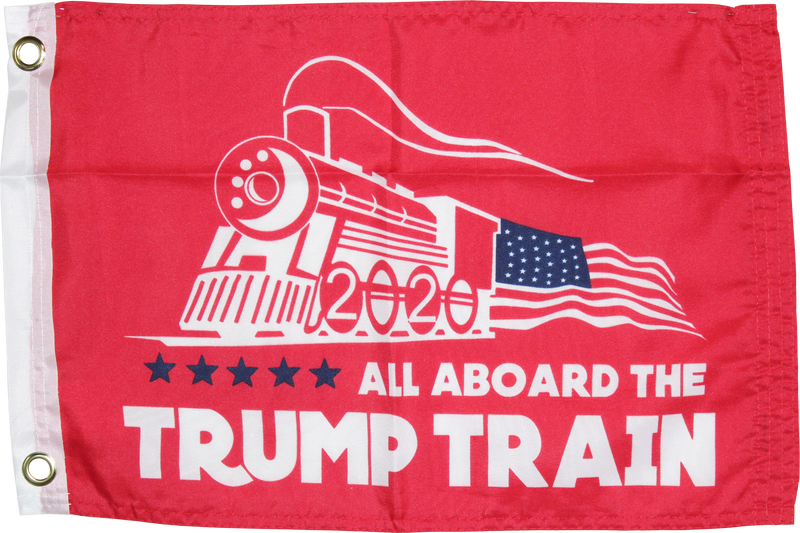 All Aboard The Trump Train Flag Red - ''12X18'' Rough Tex® 100D