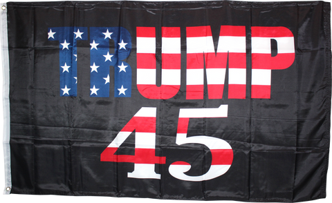 Trump 45 Black 3'X5' Flag- Rough Tex 100D