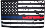 USA Memorial Police Fire Department Distressed Flag 3'x5' 100D Flag Rough Tex ®