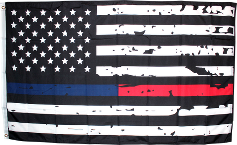 USA Memorial Police Fire Department Distressed Flag 3'x5' 100D Flag Rough Tex ®
