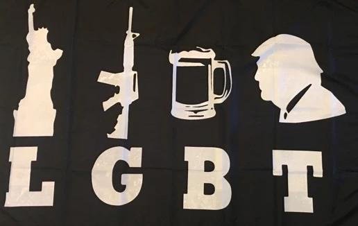 Liberty Guns Beer Trump LGBT Black & White Flag Rough Tex ® 2'X3' 100D