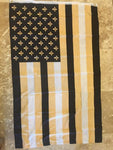 BLACK & GOLD FLEUR DE LIS AMERICAN FLAGS  3X5 ROUGH TEX 100D
