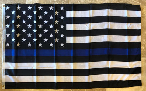 US Police Memorial Thin Blue Line 4'X6' Flag Super Polyester