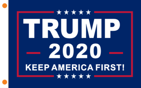 12INCH X 18INCH 100D TRUMP 2020 KAF BLUE FLAG WITH STICK