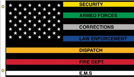 AMERICAN SERVICE USA MEMORIAL Flag - 3'X5' Rough Tex® 150D ALL LAW FIRE POLICE CORRECTIONS EMS SECURITY  ENFORCEMENT BRANCHES MILITARY DNR