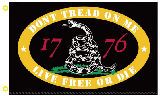 Black Gadsden Don't Tread on Me Live Free or Die 4'x6' Flag ROUGH TEX® 100D