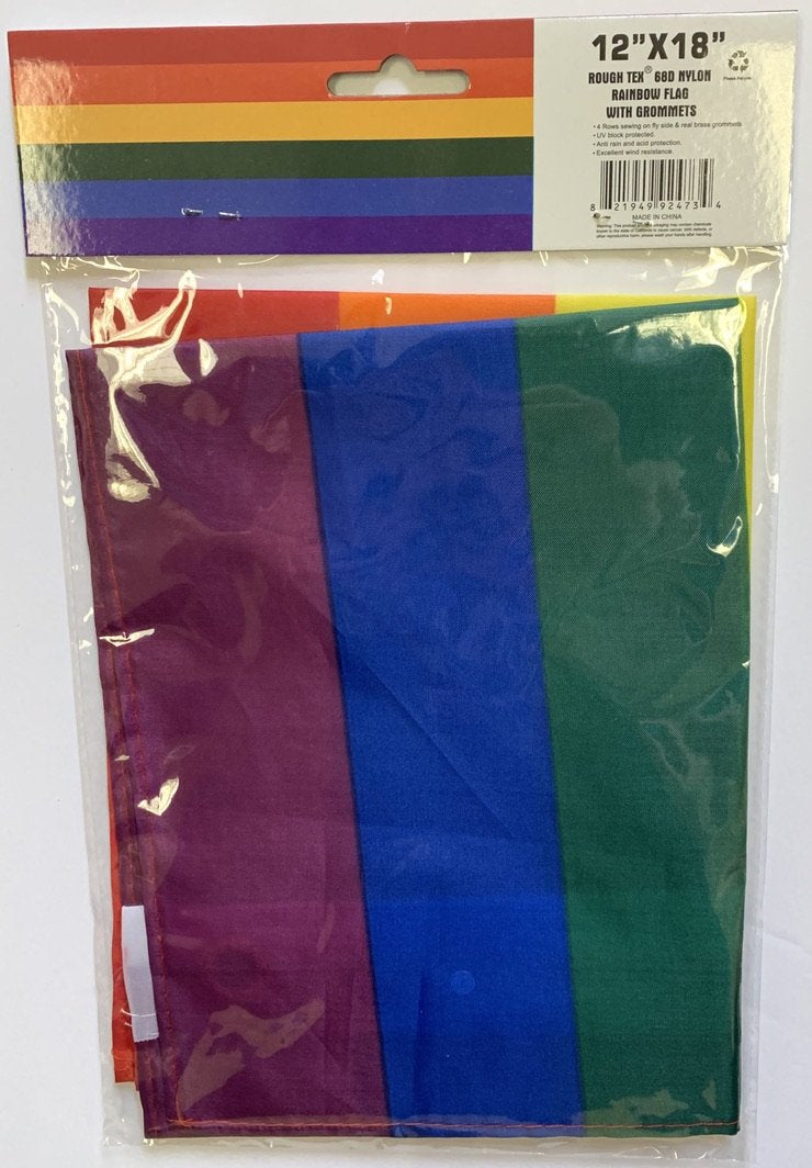 Rainbow 12"X18" Boat Flag With Grommets Rough Tex ® 68D Nylon XS