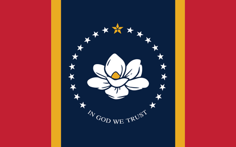 Magnolia 2020 Mississippi State Flag 100D Rough Tex® (Multiple Sizes) In God We Trust