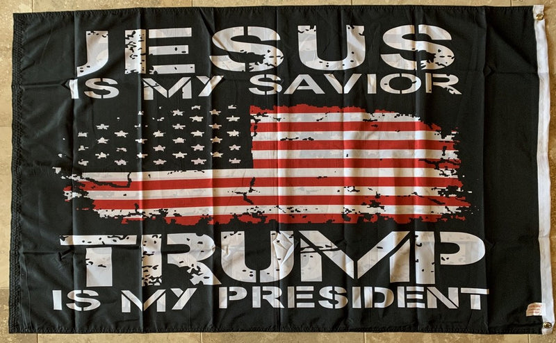 Jesus Is My Savior Trump Is My President 3'X5 Flag Double Sided Rough Tex® 100D