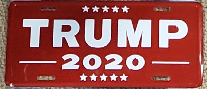 TRUMP 2020 RED ALUMINUM EMBOSSED LICENSE PLATE