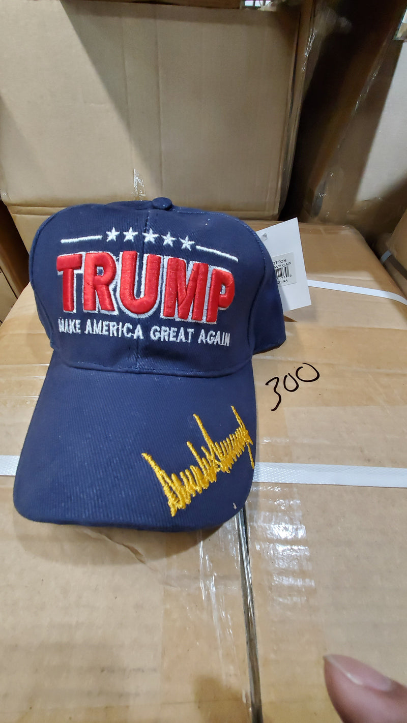 Navy Trump (M A G A) Make America Great Hat Gold Signature Cap - Original Trump Hat