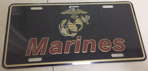 UNITED STATES MARINES ALUMINUM EMBOSSED LICENSE PLATE