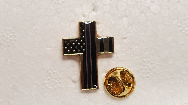 USA Police Memorial Cross Cloisonné Hat Lapel Pin