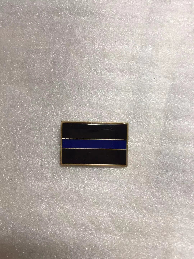 Police Memorial Solid Blue Line - Cloisonne Hat & Lapel Pin