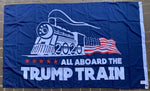 All Aboard The Trump Train Blue Double Sided 3'X5' Flag ROUGH TEX® 100D