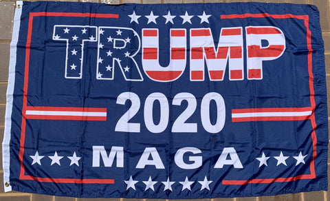 Trump 2020 M A G A Blue Stars And Stripes 3'X5' Flag Rough Tex® 100D