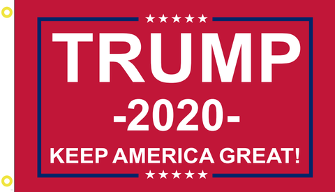 2'X3' 100D TRUMP 2020 KAG RED FLAG DBL SIDED