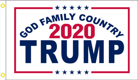 2'X3' 100D TRUMP GOD FAMILY COUNTRY FLAG