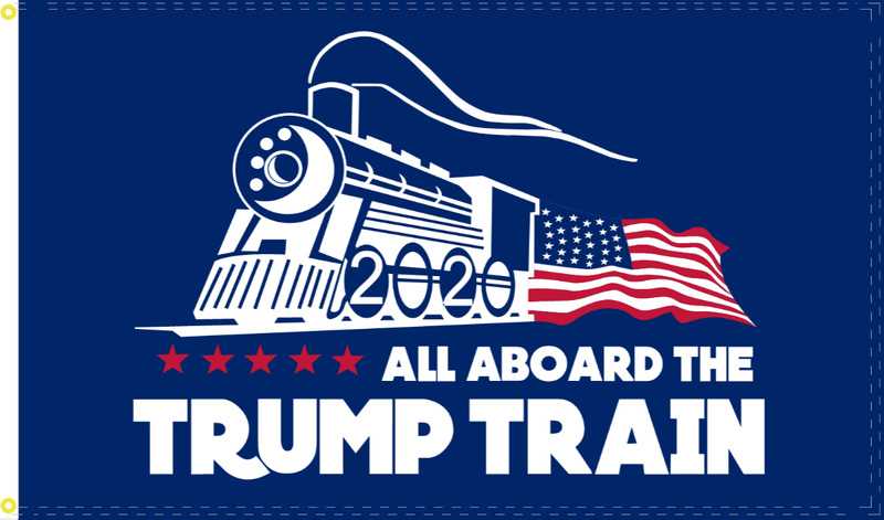 2'X3' 100D TRUMP TRAIN BLUE FLAG