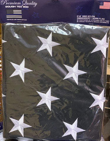 US POLICE MEMORIAL FLAG 300D Rough Tex® EMBORIERED (Multiple Sizes)