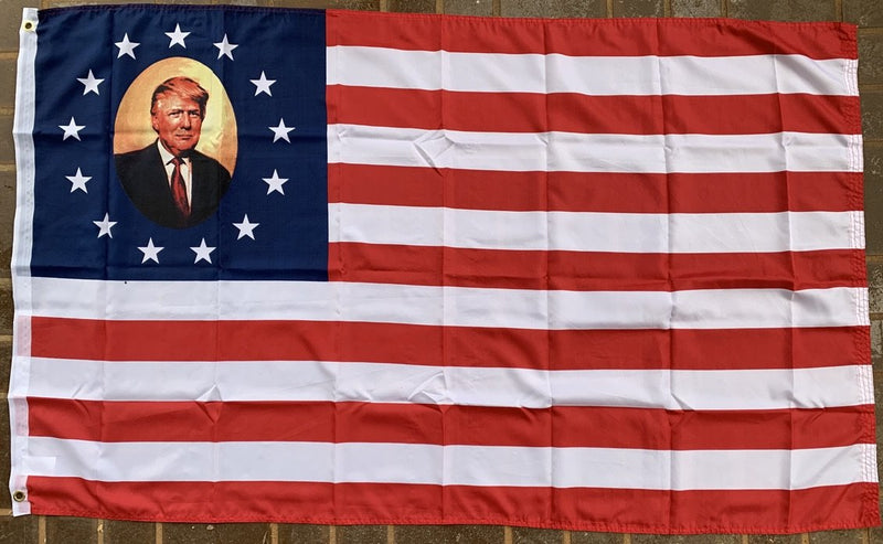 Donald Trump Portrait Betsy Ross American Flag 3'X5' Rough Tex® 100D