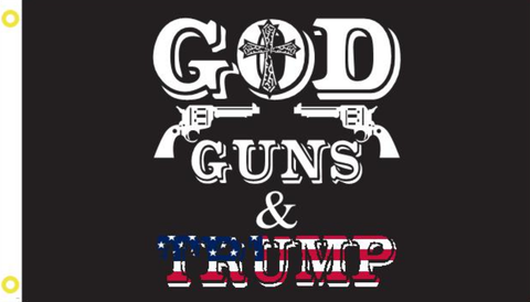 3'X5' 100D GOD GUNS TRUMP FLAG