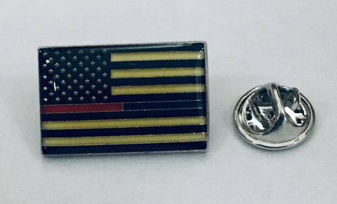 USA Thin Blue And Red Line Police And Firefighters-  Cloisonne Hat & Lapel Pin