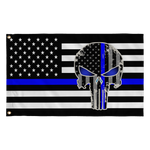 2'X3' 100D USA POLICE PUNISHER FLAG BLUE LINE