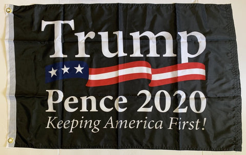 Trump Pence 2020 Keeping America First KAF Black 2'X3' Flag Rough Tex® 100D