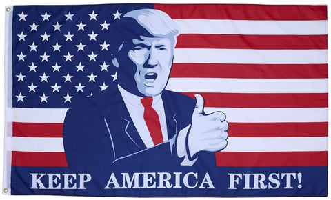 USA Thumbs Up Trump Bust Keep America First KAF - 3'X5' Flag Rough Tex® 100D