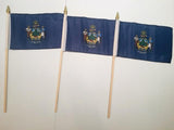 6x9 inch sewn edge classroom US State American flags & USA (144 6"x9" Stick FLAGS PER STATE) 50 UNITED STATES FLAGS 6"X9" WOODEN STAFF STATE FLAG COLLECTION 15" wood staff soft point gold wood spears