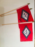 6x9 inch sewn edge classroom US State American flags & USA (144 6"x9" Stick FLAGS PER STATE) 50 UNITED STATES FLAGS 6"X9" WOODEN STAFF STATE FLAG COLLECTION 15" wood staff soft point gold wood spears