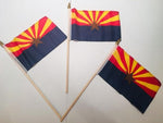 6x9 inch sewn edge classroom US State American flags & USA (144 6"x9" Stick FLAGS PER STATE) 50 UNITED STATES FLAGS 6"X9" WOODEN STAFF STATE FLAG COLLECTION 15" wood staff soft point gold wood spears