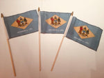 6x9 inch sewn edge classroom US State American flags & USA (144 6"x9" Stick FLAGS PER STATE) 50 UNITED STATES FLAGS 6"X9" WOODEN STAFF STATE FLAG COLLECTION 15" wood staff soft point gold wood spears